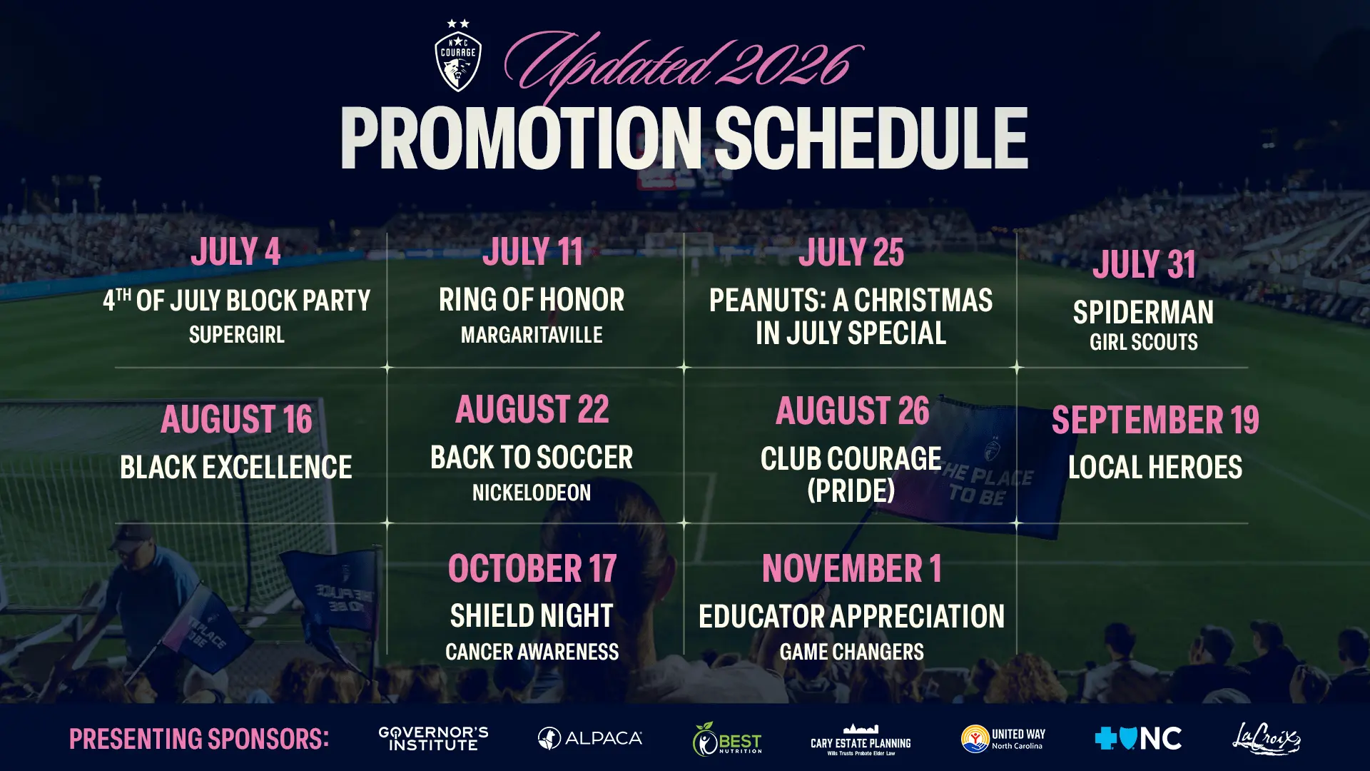 2026 Promotional Schedule Graphic