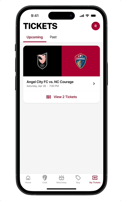 How do I see my tickets in the app