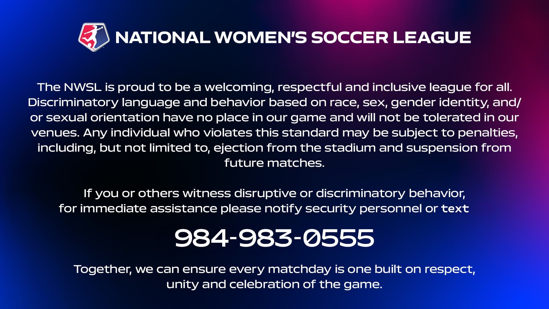 NWSL Fan Conduct